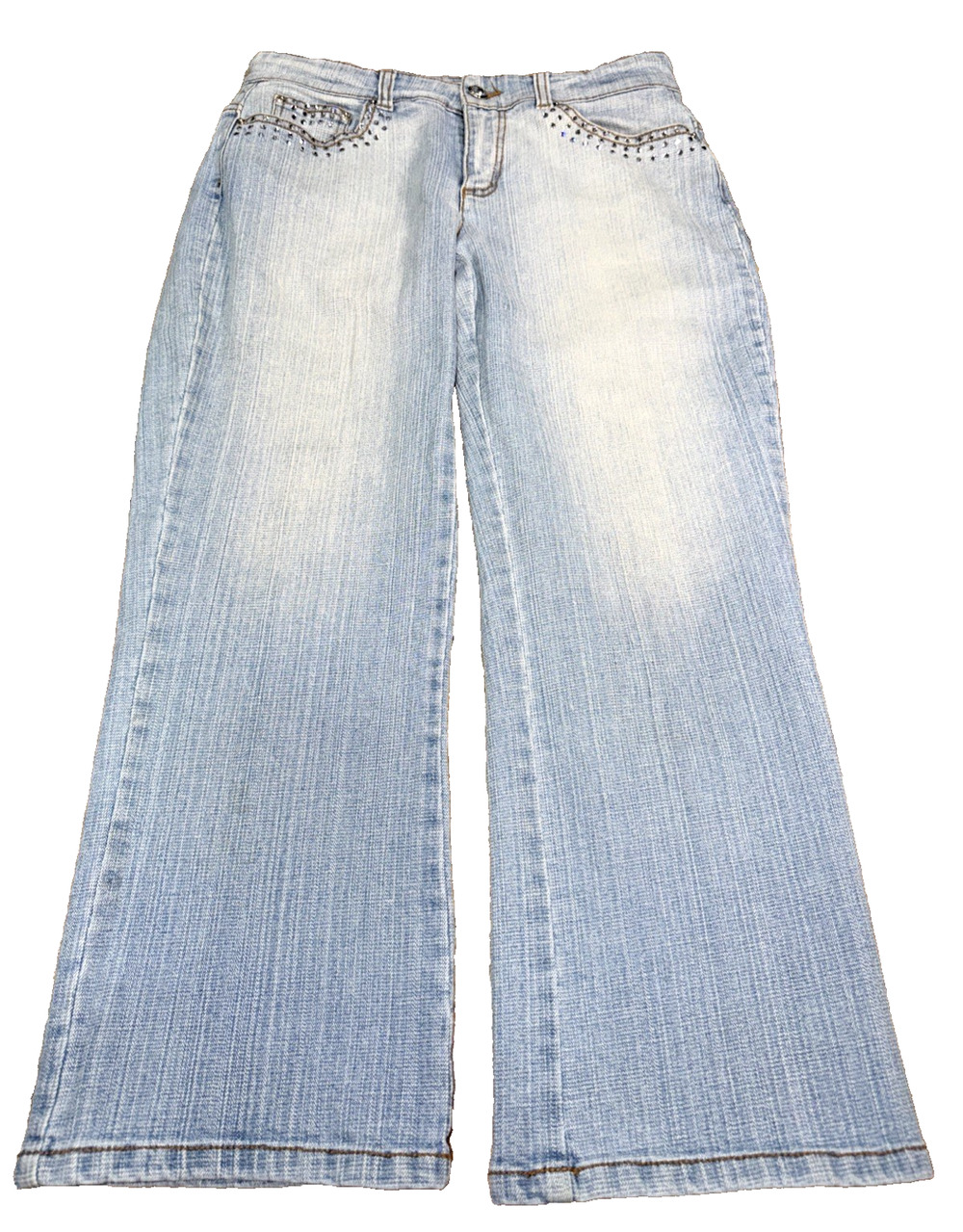 Cache Rhinestone Cropped Wide Leg Jeans Y2K Approx Size 6